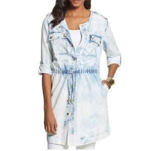 Chico's Tencel Roll Tab Acid Wash Utility Jacket